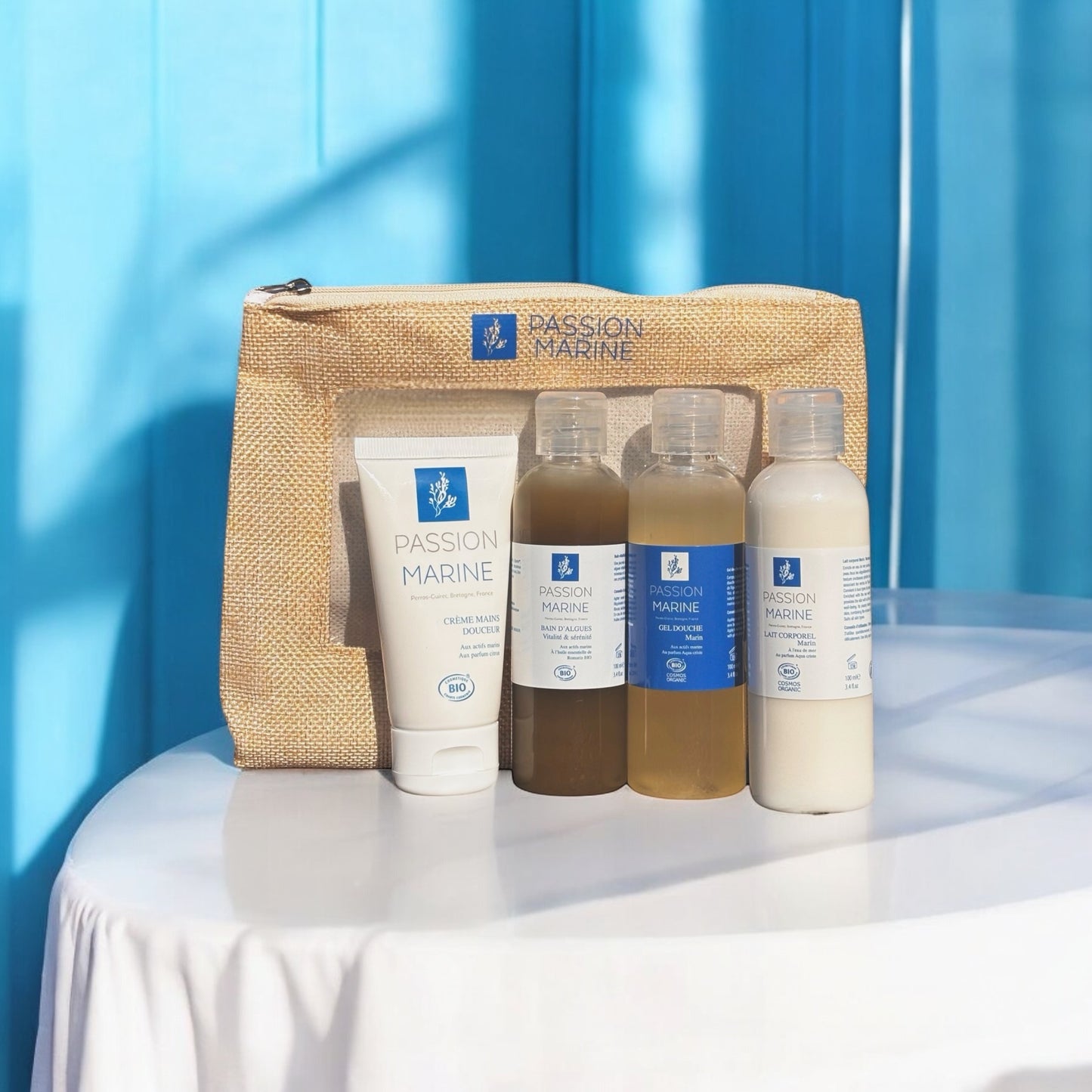 Coffret Soin Marin Mains : Lait Corps, Bain d'algues, Gel douche et crème mains