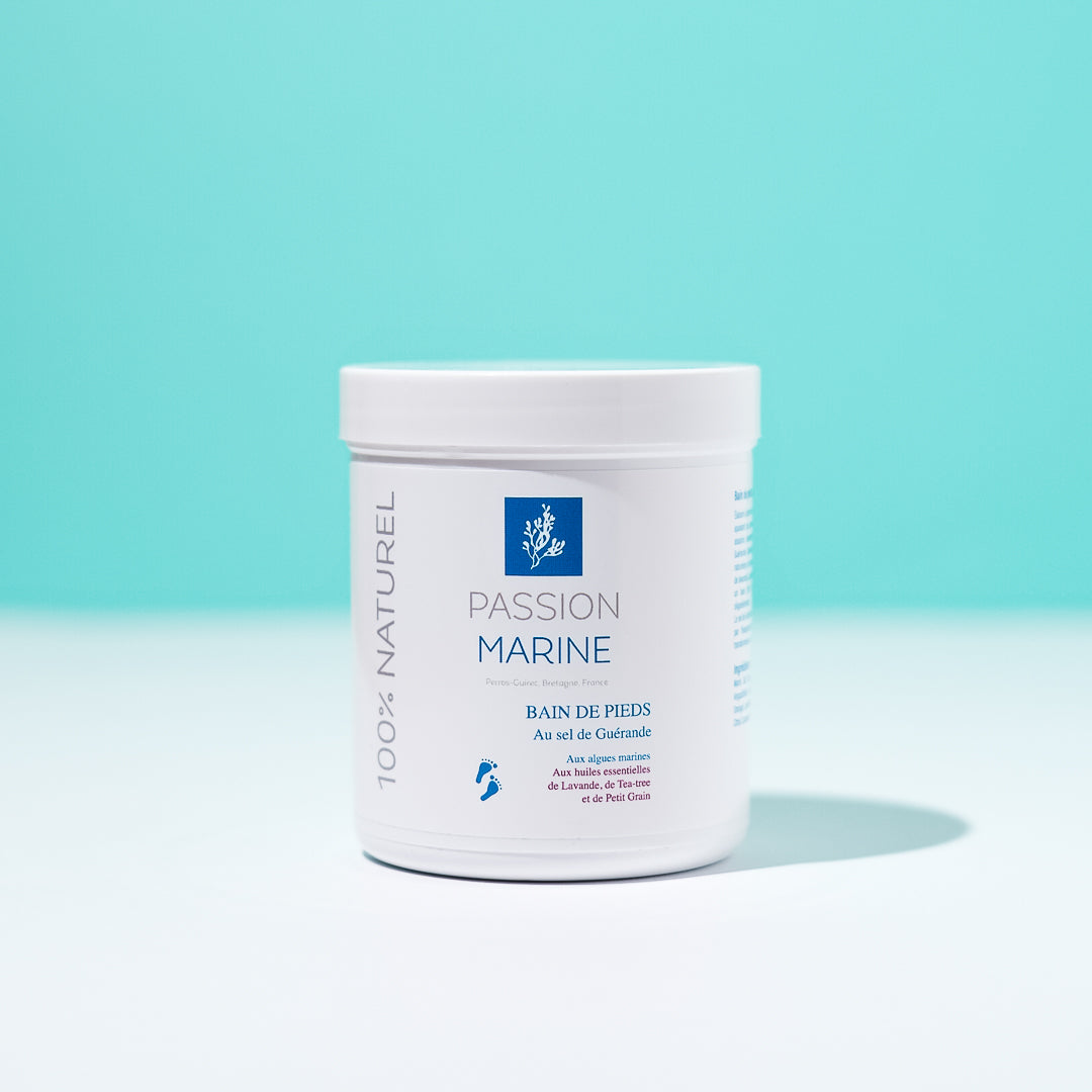 Bain de pieds au sel de Guérande, aux algues marines et aux huiles essentielles de petit grain, de lavande et de tea tree - 200g