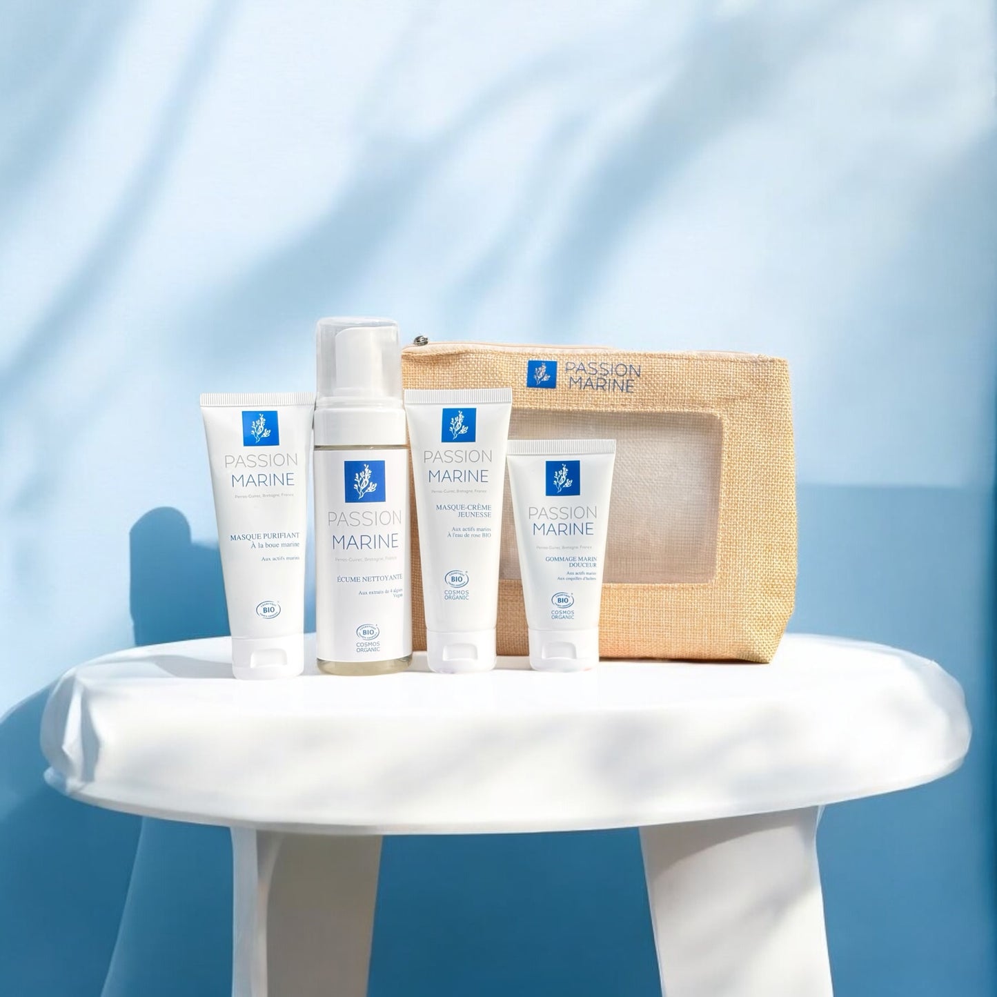 Routine du soir purifiante: Masque purifiant, gommage marin, écume nettoyante