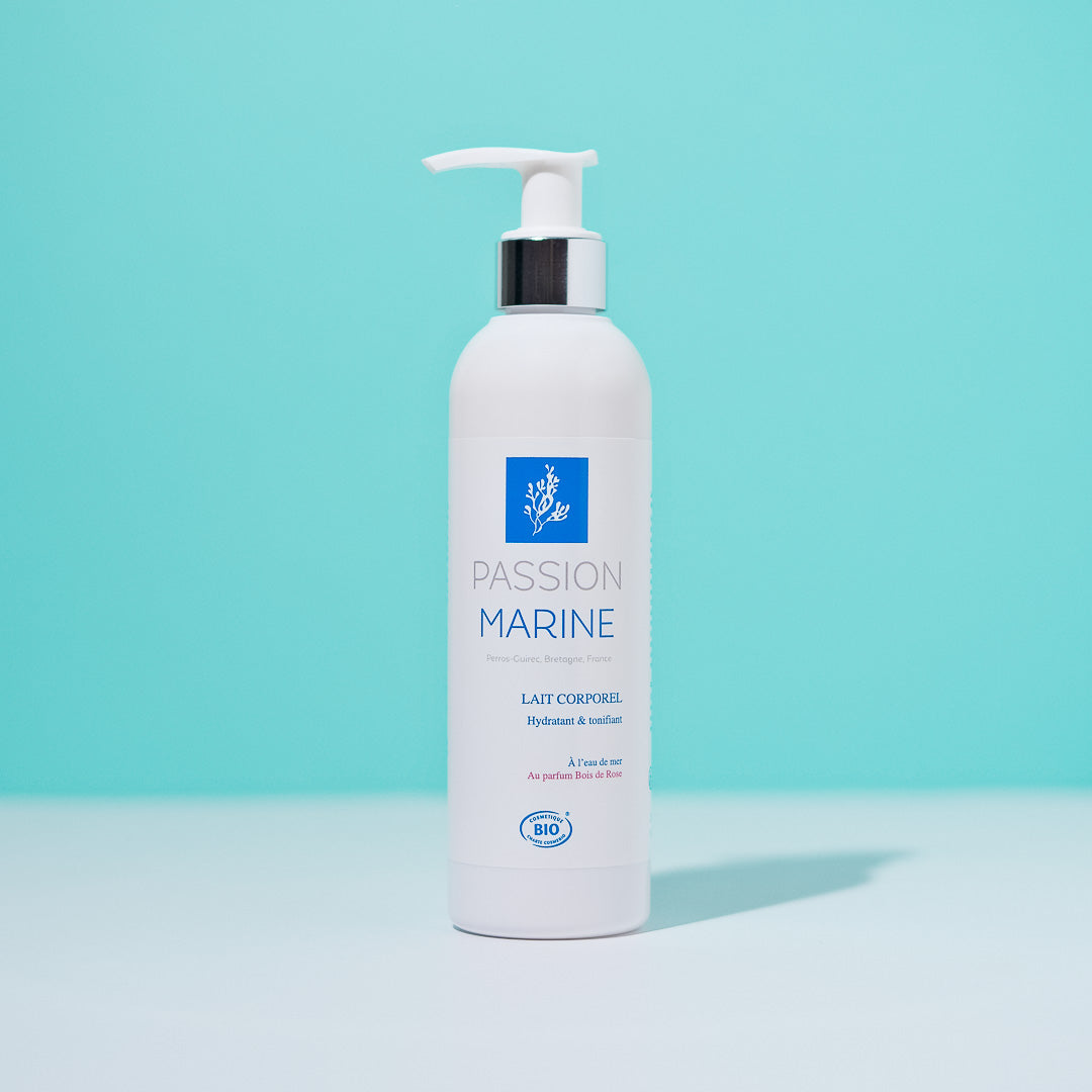 Lait corporel hydratant & tonifiant à l'eau de mer et au parfum bois de rose